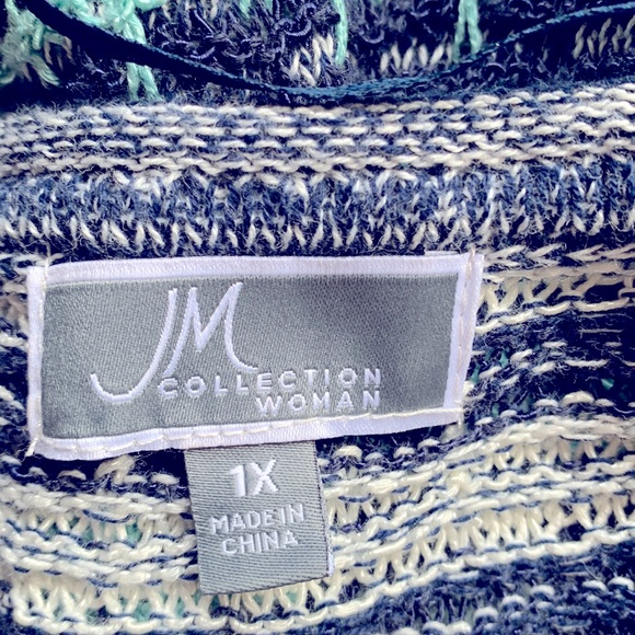 JM Collection Woman Plus Size 1X Textured Lightweight Blue Pullover Sweater Top - Picture 13 of 14